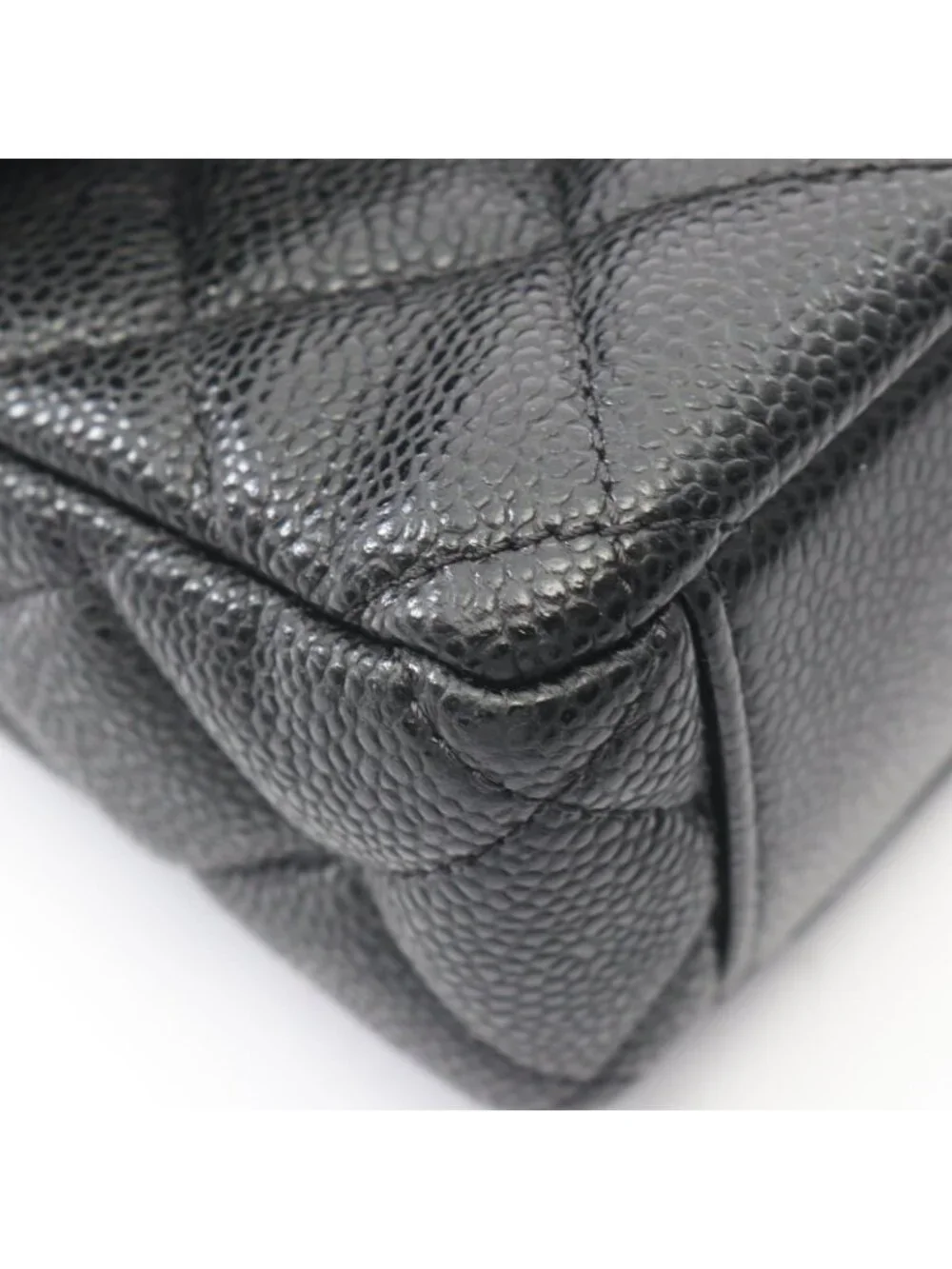 Chanel Shoulder Bag Mini Quilted CC Snake Black Caviar Leather Mini Chain